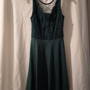 Grace Karin Dark Green Lace Bodice A-Line Dress